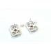 Stud Earrings Silver 925 Sterling Women Marcasite & Red Onyx Stone Handmade B613